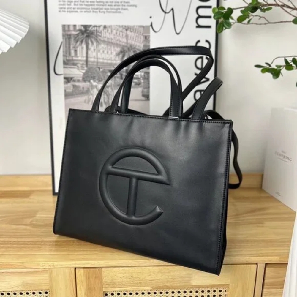 NEW Telfa shopping bag leather medium black